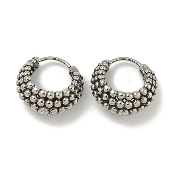

PandaHall 316 Surgical Stainless Steel Hoop Earrings for Women and Men, Ring, Antique Silver, 17x17.5mm 316 Surgical Stainless Steel Ring