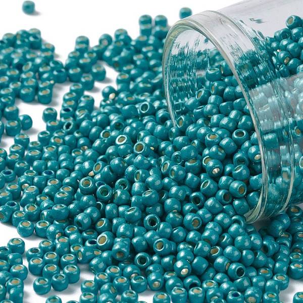 

PandaHall TOHO Round Seed Beads, Japanese Seed Beads, (PF569F) PermaFinish Turquoise Metallic Matte, 11/0, 2.2mm, Hole: 0.8mm, about..., Cyan