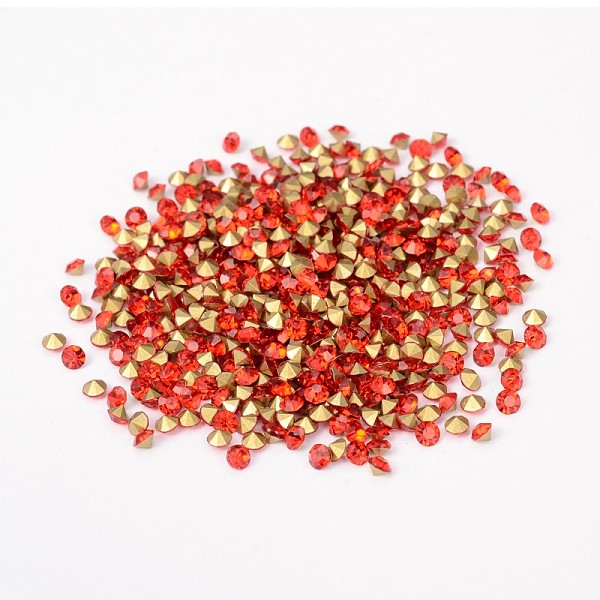 

PandaHall Back Plated Grade A Diamond Glass Pointed Rhinestone, Light Siam, 3~3.2mm, about 1440pcs/bag Glass Rhinestone Diamond Red