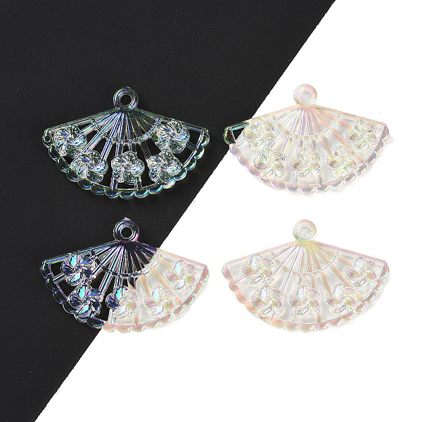 

PandaHall UV Plating Acrylic Pendants, Iridescent, Fan, Colorful, 29.5x42.5x4mm, Hole: 3mm Acrylic Fan