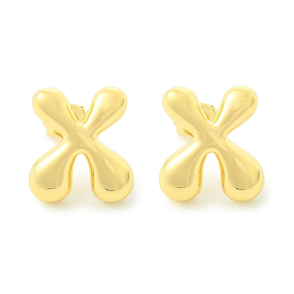

PandaHall Rack Plating Brass Earrings, Cadmium Free & Lead Free, Long-Lasting Plated, Stud Earrings, Alphabet, Real 18K Gold Plated, Letter...