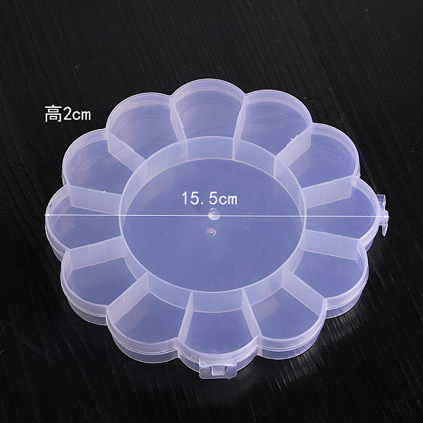 

PandaHall Transparent Plastic Bead Containers, with 13 Compartments, for DIY Art Craft, Nail Diamonds, Bead Storage, Flower, Clear, 15.5x2cm...