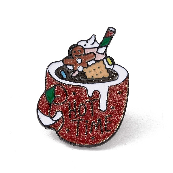 

PandaHall Christmas Theme Enamel Pin, Electrophoresis Black Alloy Badge for Backpack Clothes, Cup Pattern, 33x24x2mm Alloy+Enamel Tableware..., Red