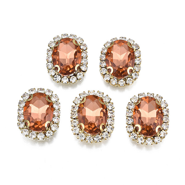 

PandaHall Sew on Rhinestone, Transparent Glass Rhinestone, with Brass Prong Settings, Faceted, Oval, Sienna, 18x14x7mm, Hole: 0.9mm Glass..., Brown