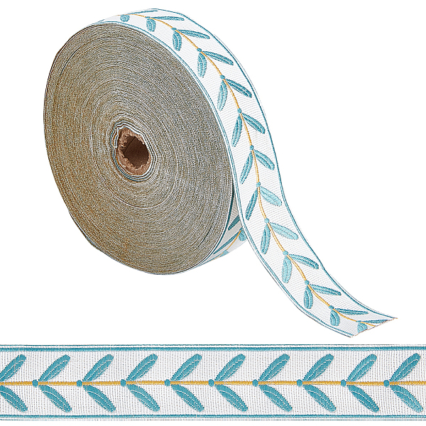 25M Polyester Jacquard Leaf Ribbon