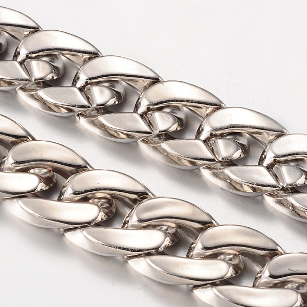 

PandaHall CCB Plastic Chains, Twisted Curb Chains, Platinum, 24x17x5.5mm Plastic