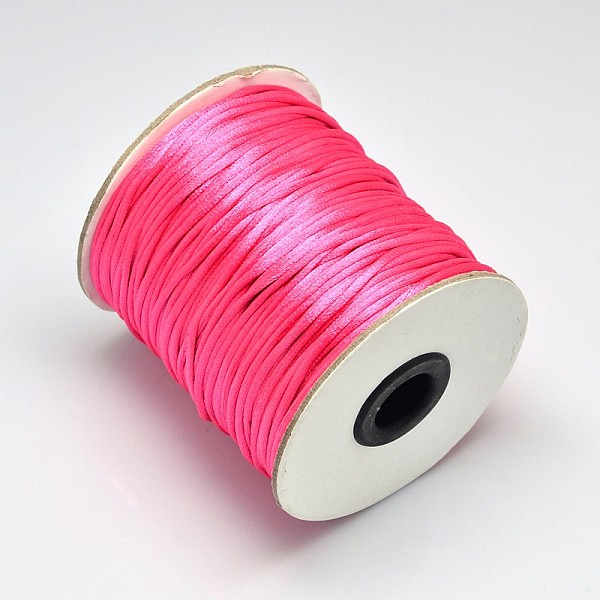 

PandaHall Nylon Cord, Satin Rattail Cord, for Beading Jewelry Making, Chinese Knotting, Fuchsia, 2mm, about 50yards/roll(150 feet/roll)..., Pink
