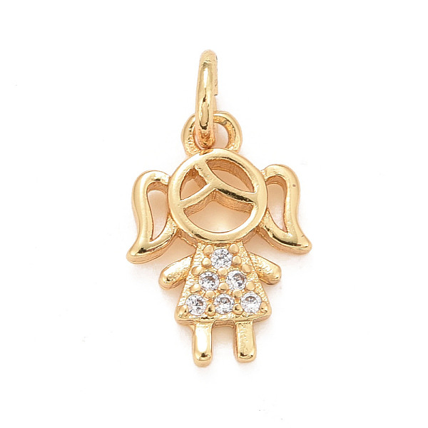 

PandaHall Eco-Friendly Brass Micro Pave Cubic Zirconia Pendants, with Jump Ring, Long-Lasting Plated, Lead Free & Cadmium Free, Girl, Real..., Clear