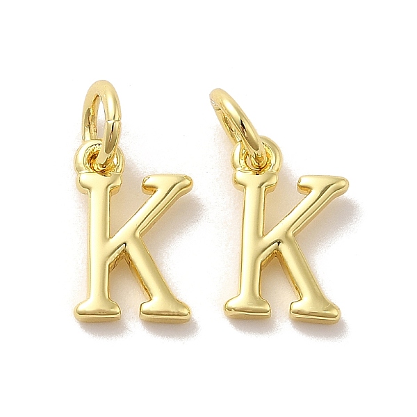 

PandaHall Brass Pendants, with Jump Ring, Letter K, 10x6.5x1.5mm, Ring: 5x1mm, inner diameter: 3mm Brass Letter K