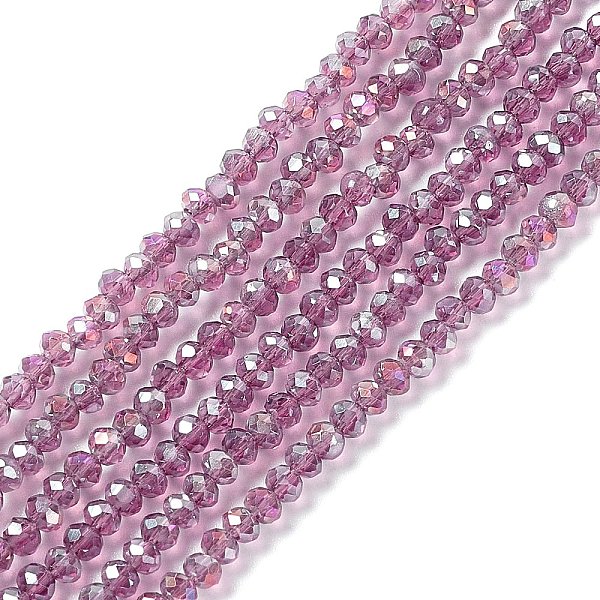 

PandaHall Electroplate Glass Beads Strands, AB Color Plated, Faceted Rondelle, Rosy Brown, 3x2mm, Hole: 0.5mm, about 145~150pcs/strand...