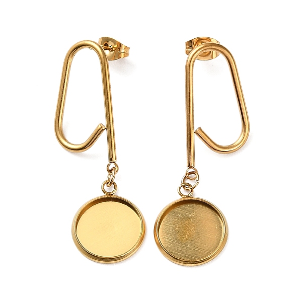 

PandaHall 304 Stainless Steel Stud Earring Findings, Earring Settings, Flat Round, Golden, 44x21mm, Pin: 0.8mm, Tray: 12mm 304 Stainless...