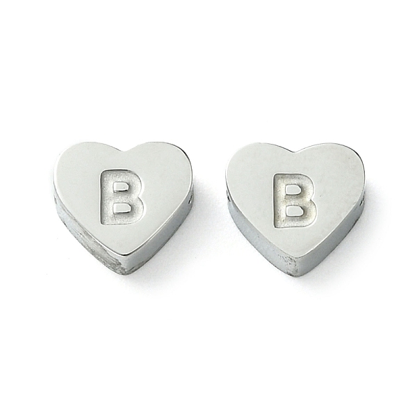 

PandaHall 316L Surgical Stainless Steel Beads, Love Heart with Letter Bead, Stainless Steel Color, Letter B, 5.5x6.5x2.5mm, Hole: 1.4mm 316L...