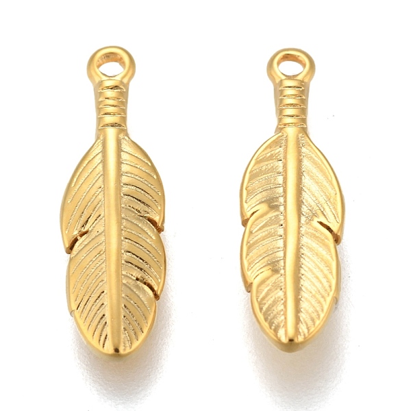 

PandaHall 304 Stainless Steel Pendants, Leaf, Golden, 17x5x2mm, Hole: 1mm 304 Stainless Steel Leaf