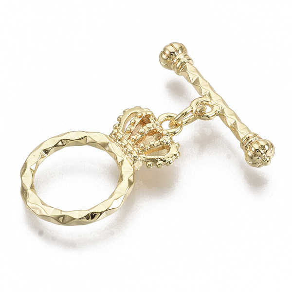 

PandaHall Brass Toggle Clasps, Nickel Free, Crown, Real 18K Gold Plated, 30.5mm, Bar: 23.5x6x4mm, hole: 1.6mm, Crown: 23x14x4.5mm, hole...