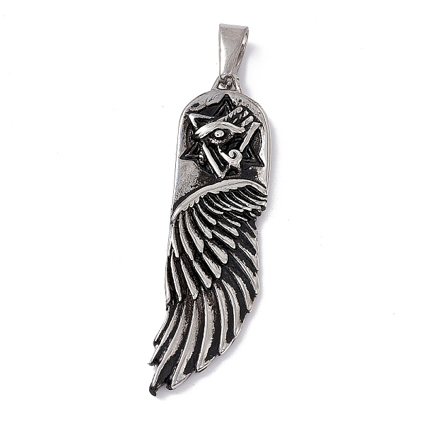 

PandaHall Tibetan Style 304 Stainless Steel Big Pendants, Wings Charm, Antique Silver, 56.5x15.5x5mm, Hole: 9x4mm 304 Stainless Steel Wing
