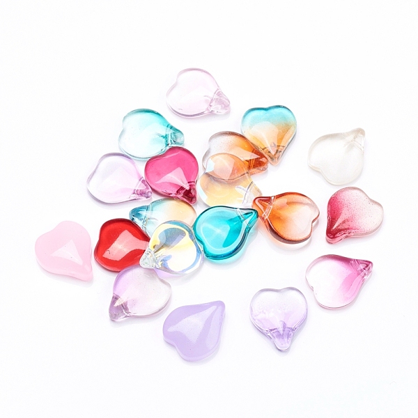 

PandaHall Glass Charms, Heart Shaped Petal, Mixed Style, Mixed Color, 15x12x4.5mm, Hole: 1mm Glass Petaline Multicolor