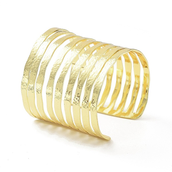 

PandaHall Rack Plating Brass Hollow Out Wide Wire Cuff Bangles for Women, Lead Free & Cadmium Free, Real 18K Gold Plated, 2-1/2 inch(6.25cm)...