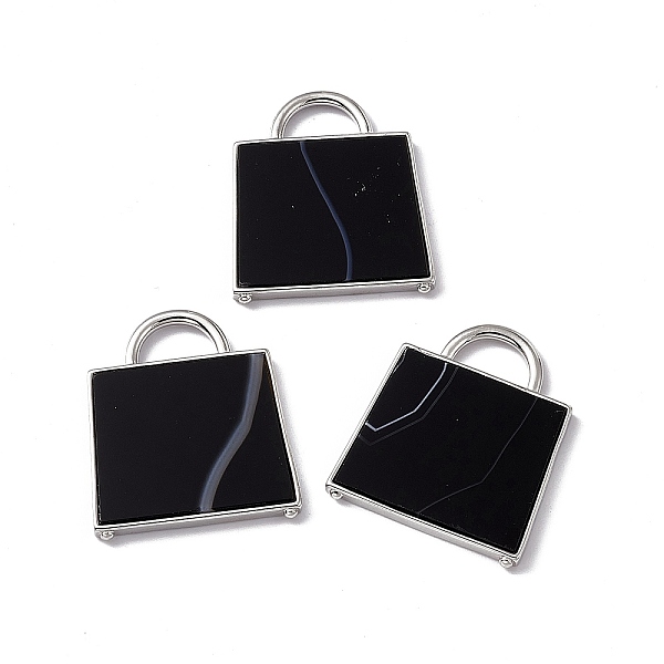 

PandaHall Natural Black Agate Pendants, Handbag Charms, with Rack Plating Platinum Tone Brass Findings, Cadmium Free & Lead Free...