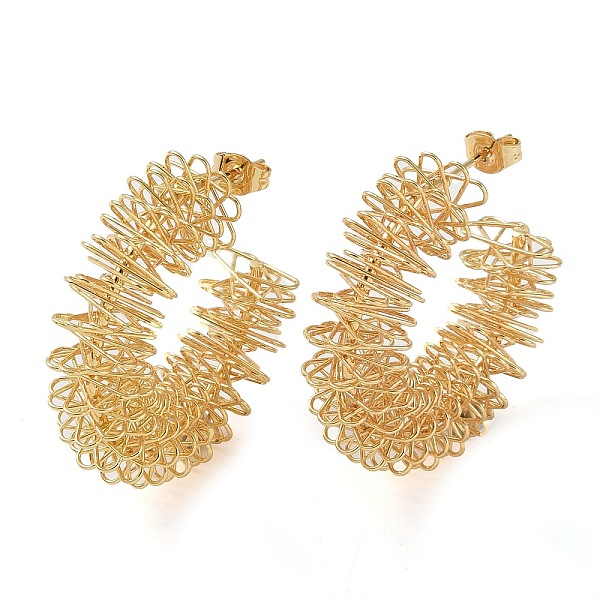 

PandaHall 304 Stainless Steel Studs Earrings, Jewely for Women, Twisted Round, Golden, 38x11mm 304 Stainless Steel Twisted Round