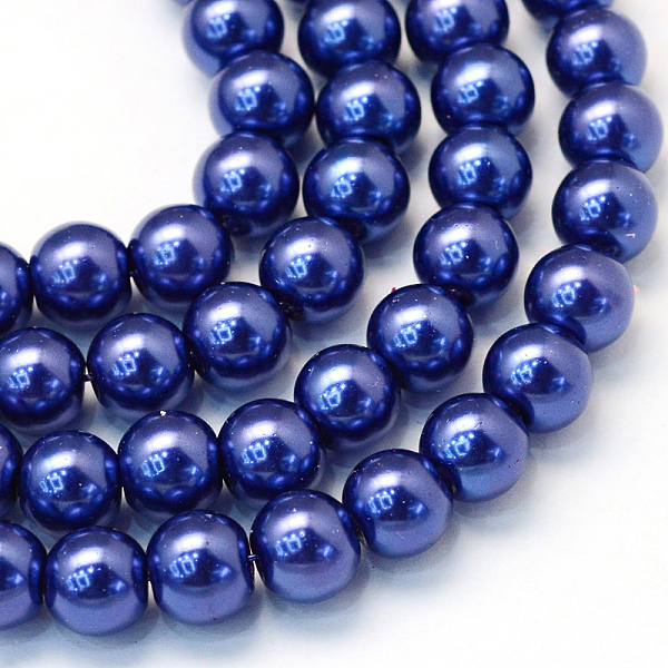

PandaHall Baking Painted Pearlized Glass Pearl Round Bead Strands, Dark Blue, 8~9mm, Hole: 1mm, about 100~105pcs/strand, 31.4 inch Glass...