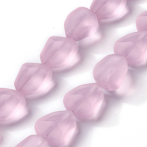 

PandaHall Transparent Frosted Glass Beads Strands, Nuggets, Pearl Pink, 15x12x9.5mm, Hole: 1mm, about 40pcs/strand, 23.62''(60cm) Glass...