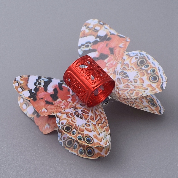 

PandaHall Aluminum Hair Coil Cuffs, Dread Cuff Coil, Butterfly Cuff Beads, Coral, 38~40x32~35x13.5mm, Hole: 9mm Aluminum Red