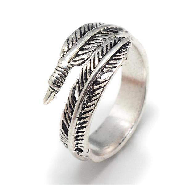 

PandaHall Alloy Finger Rings, Wide Band Rings, Chunky Rings, Leaf, Size 7, Antique Silver, 17mm Alloy