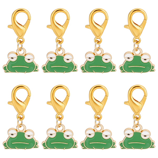 

PandaHall Alloy Enamel Frog Pendant Locking Stitch Markers, Zinc Alloy Lobster Claw Clasp Stitch Marker, Golden, 2.8cm, 12pcs/set..., Green