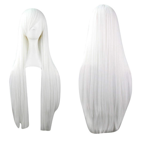PandaHall 31.5 inch(80cm) Long Straight Cosplay Party Wigs, Synthetic Heat Resistant Anime Costume Wigs, with Bang, White High Temperature...