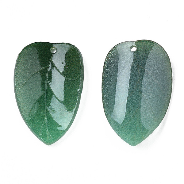 

PandaHall Plastic Pendants, Leaf, Green, 23x13~15x3~4mm, Hole: 1mm Plastic Leaf Green