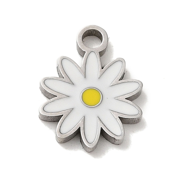 

PandaHall 304 Stainless Steel Enamel Charms, Laser Cut, Flower Charm, Stainless Steel Color, 11.5x9x1.5mm, Hole: 1.6mm Stainless..., White