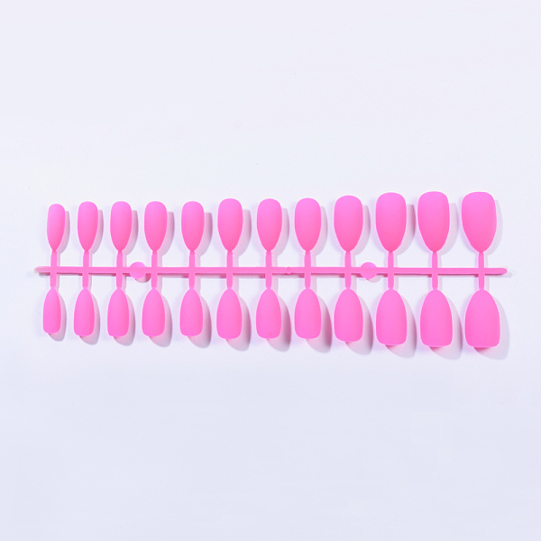 PandaHall Solid Colors Matte Plastic False Nails Full Cover Fake Nails Tips, Natural Medium Length Press on Nails, Deep Pink, 18~24x7~14mm...