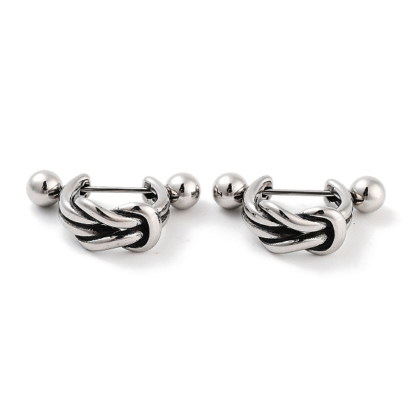 Knot 316 Surgical Stainless Steel Shield Barbell Hoop Earrings