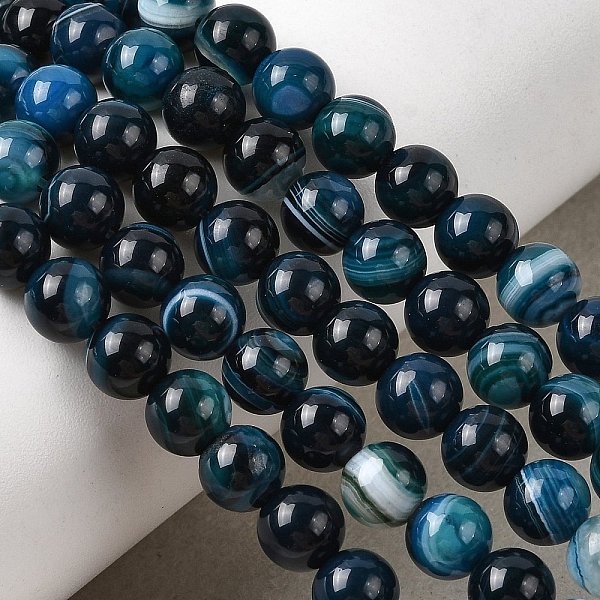 Brins de perles d'agate à bandes naturelles