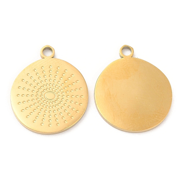 

PandaHall Ion Plating(IP) 316L Surgical Stainless Steel Pendants, Flat Round Charm, Real 18K Gold Plated, 17x14.5x1mm, Hole: 1.4mm 316L...