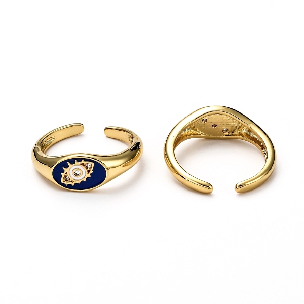 

PandaHall Brass Micro Pave Clear Cubic Zirconia Cuff Rings, Open Rings, with Enamel, Evil Eye, Golden, Mixed Color, US Size 7 1/4(17.5mm)..., Multicolor