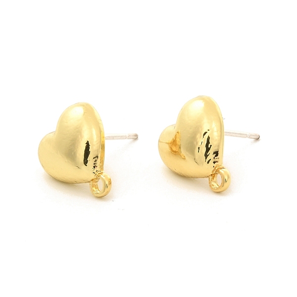

PandaHall Alloy Stud Earrings Findings, with 925 Sterling Silver Pins and Loops, Heart, Golden, 11.5x10mm, Hole: 1.5mm, Pin: 0.7mm Alloy...