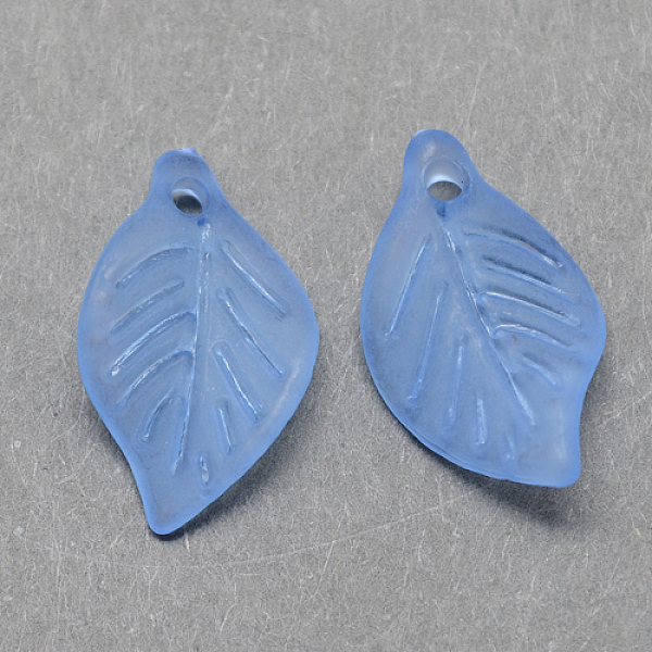 

PandaHall Transparent Acrylic Pendants, Frosted, Leaf, Cornflower Blue, 18x11x3mm, Hole: 2mm, about 1877pcs/500g Acrylic Leaf Blue