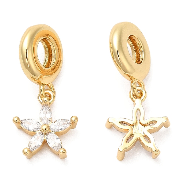 

PandaHall Brass Micro Pave Cubic Zirconia Pendants, Lead Free & Cadmium Free, Long-Lasting Plated, Flower, Real 18K Gold Plated, 23mm, Hole..., Clear