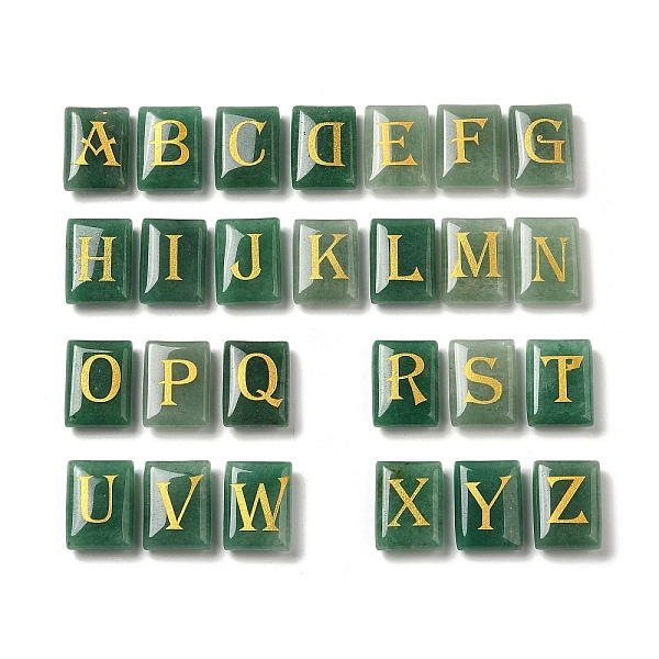 

PandaHall 26Pcs Natural Green Aventurine Healing Rectangle with Letter A~Z Display Decorations, Reiki Energy Stone Ornament, 20x15x6.5mm...