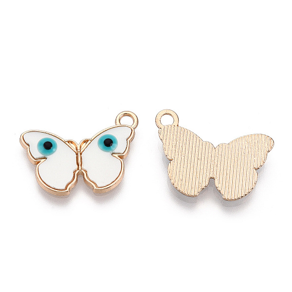 

PandaHall Rack Plating Alloy Resin Pendants, Evil Eye Butterfly Charms, with Enamel, Light Gold, Cadmium Free & Nickel Free & Lead Free..., White