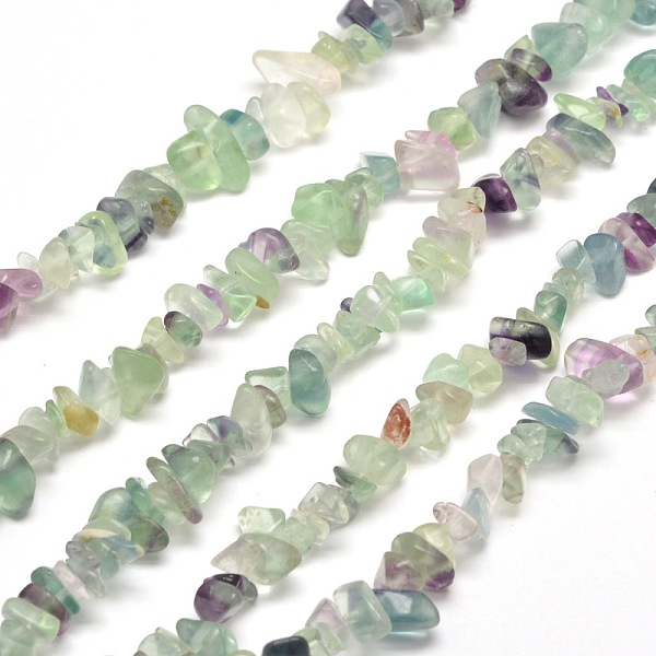 

PandaHall Natural Fluorite Chip Bead Strands, 5~8x5~8mm, Hole: 1mm, about 31.5 inch Fluorite Chip