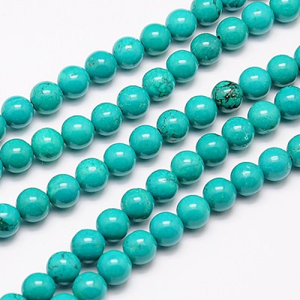 

PandaHall Natural Magnesite Beads Strand, Round, Dyed & Heated, Turquoise, 10mm, Hole: 1mm Magnesite Round Green
