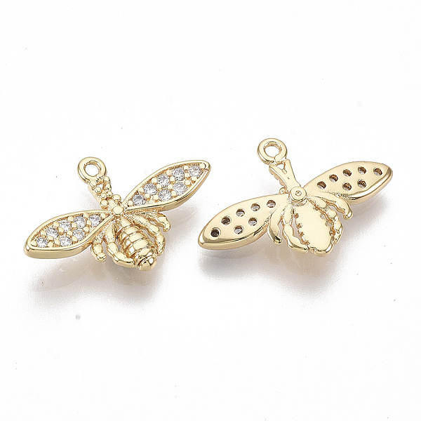 

PandaHall Brass Micro Pave Clear Cubic Zirconia Charms, Nickel Free, Bees, Real 18K Gold Plated, 12x18x3mm, Hole: 1mm Brass+Cubic Zirconia...