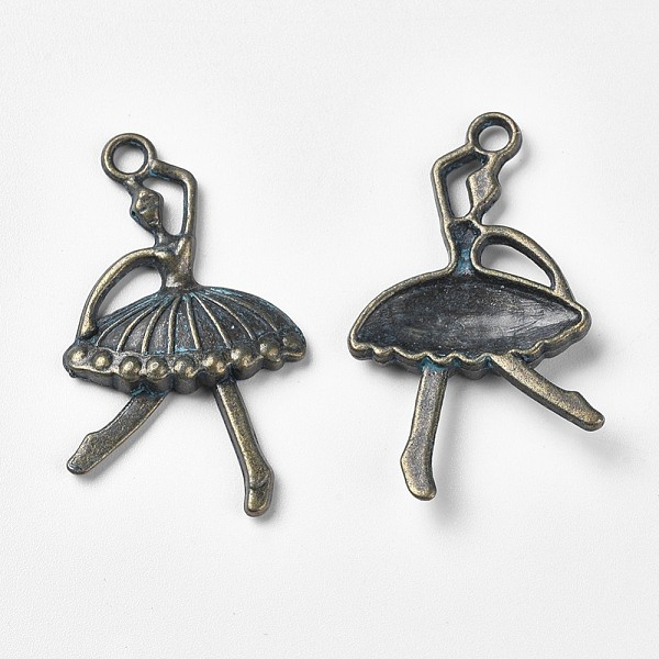 

PandaHall Brass Pendants, Ballet Dancer, Antique Bronze & Green Patina, 35.5x20x3.5mm, Hole: 2.5mm Brass Human