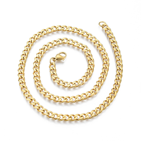 

PandaHall Men's 201 Stainless Steel Cuban Link Chain Necklace, Golden, 19.69 inch(50cm), Wide: 5mm 201 Stainless Steel