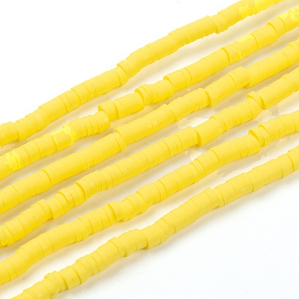 

PandaHall Handmade Polymer Clay Beads Strands, for DIY Jewelry Crafts Supplies, Heishi Beads, Disc/Flat Round, Gold, 4x0.5~1mm, Hole: 1.4mm...