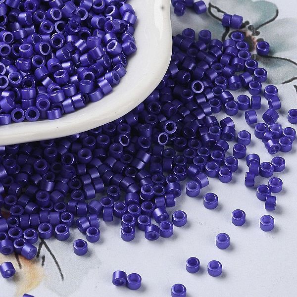 PandaHall Baking Paint Glass Seed Beads, Cylinder, Dark Slate Blue, 2.5x2mm, Hole: 1.4mm, about 45359pcs/pound Glass