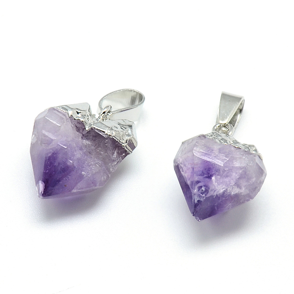 

PandaHall Electroplated Natural Amethyst Pendants, with Iron Findings, Nuggets, Platinum, 15~25x15~22x10~15mm, Hole: 6x3.5mm Amethyst...