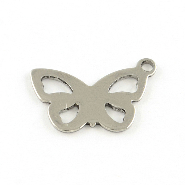 

PandaHall Butterfly 201 Stainless Steel Charms, Stainless Steel Color, 12.5x18.5x1mm, Hole: 2mm 201 Stainless Steel Butterfly